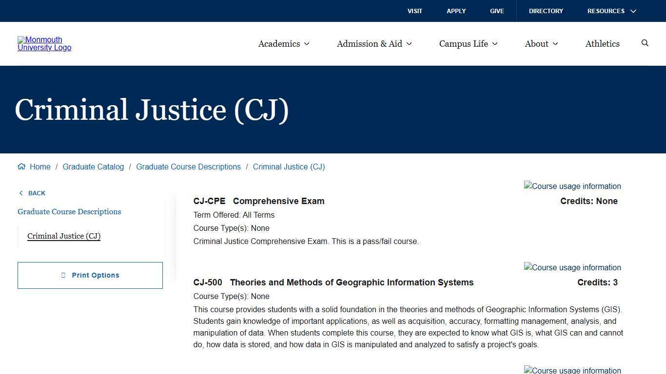 Criminal Justice (CJ) Monmouth University Academic Catalog