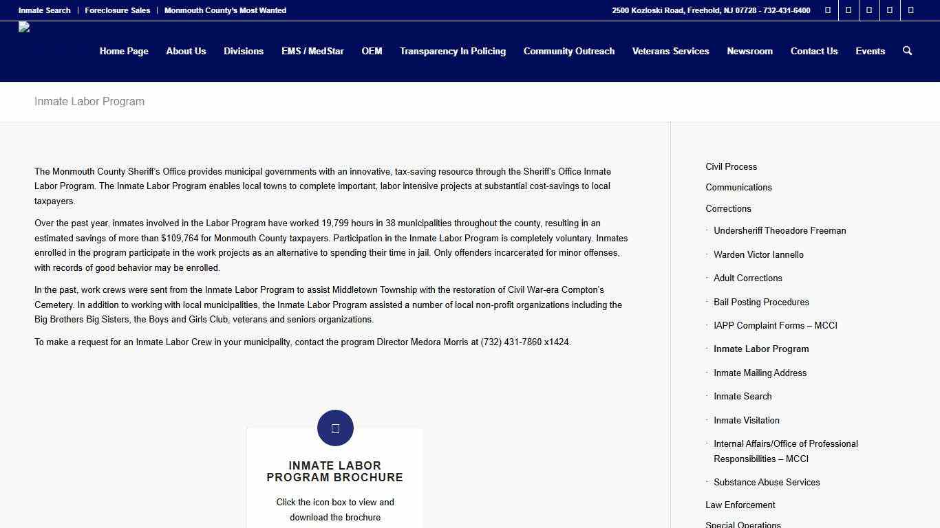 Inmate Labor Program – Monmouth County Sheriff's Office