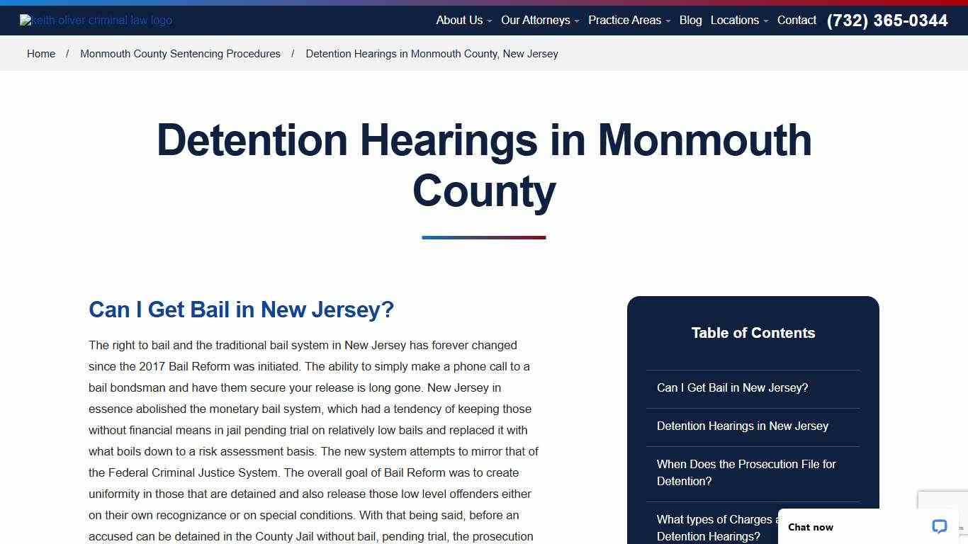 Detention Hearings in Monmouth County - Keith Oliver Criminal Law