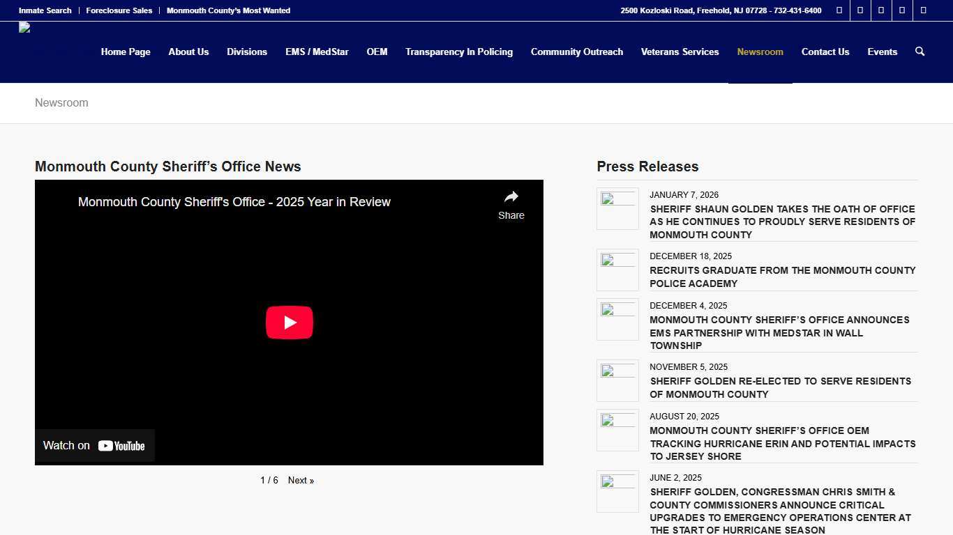 Newsroom – Monmouth County Sheriff's Office